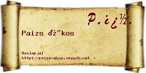 Paizs Ákos névjegykártya